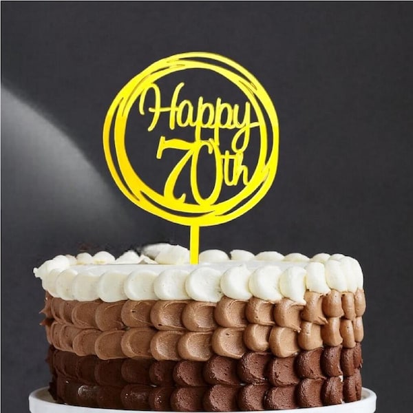 Acrylic Gold Geometric 'Happy 70th' Cake Topper