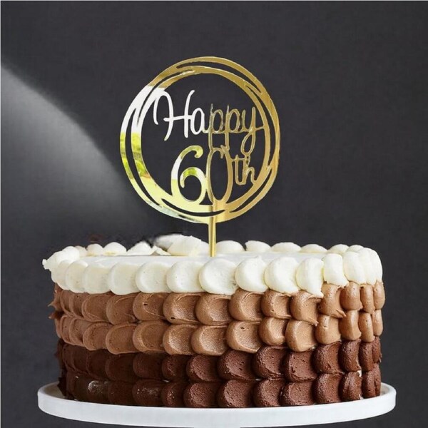 Acrylic Gold Geometric 'Happy 60th' Cake Topper