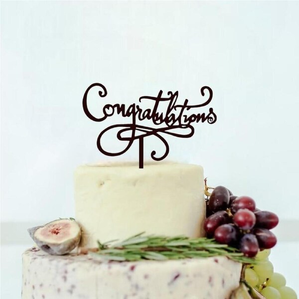 Acrylic Black 'Congratulations' Cake Topper