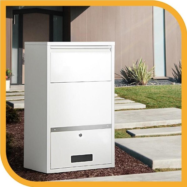 Groverdi Parcel Box Letter Box Package Drop Slot MailBox Security Lock Storage Model 2 - White