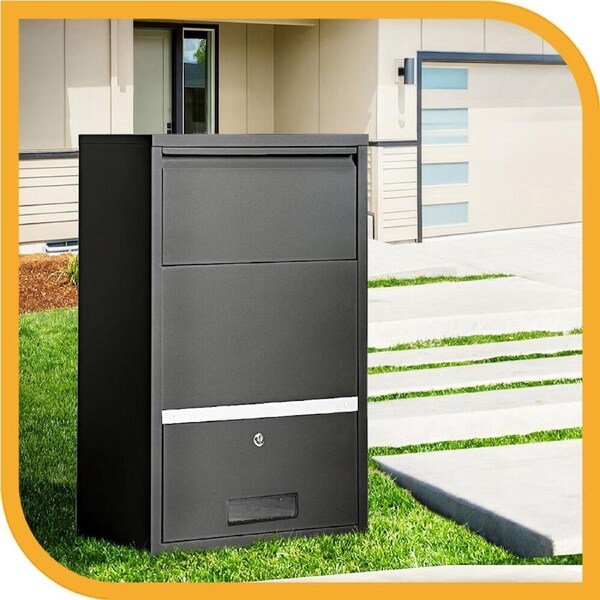 Groverdi Parcel Box Letter Box Package Drop Slot MailBox Security Lock Storage Model 2 - Black