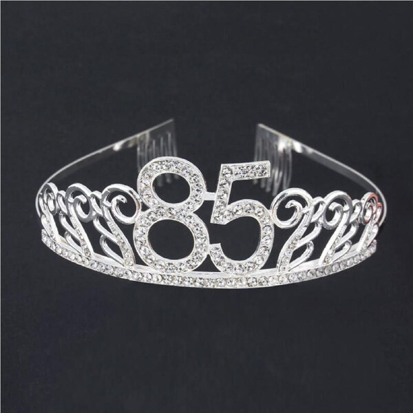 Rhinestone Age 85 Birthday Tiara - Silver