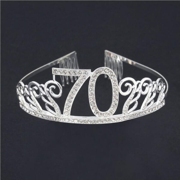 Rhinestone Age 70 Birthday Tiara - Silver