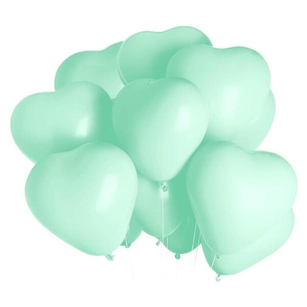 12-inch Pastel Mint Green Heart Latex Balloons 10pk