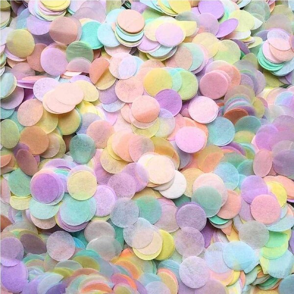 1.5cm Round Paper Confetti 20g - Pastel Rainbow