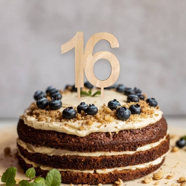 Wooden Age 16 Birthday Cake Topper