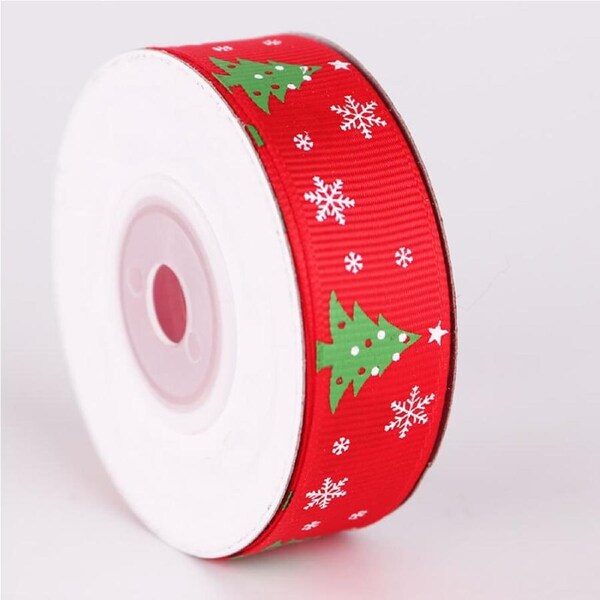 Green Christmas Tree Red Ribbon Spool 9m