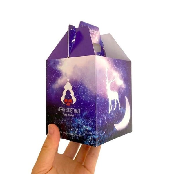 Purple Merry Christmas Reindeer & Moon Gift Boxes 5pk