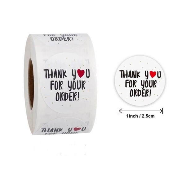 2.5cm Round 'Thank You For Your Order!' Business Stickers 50pk