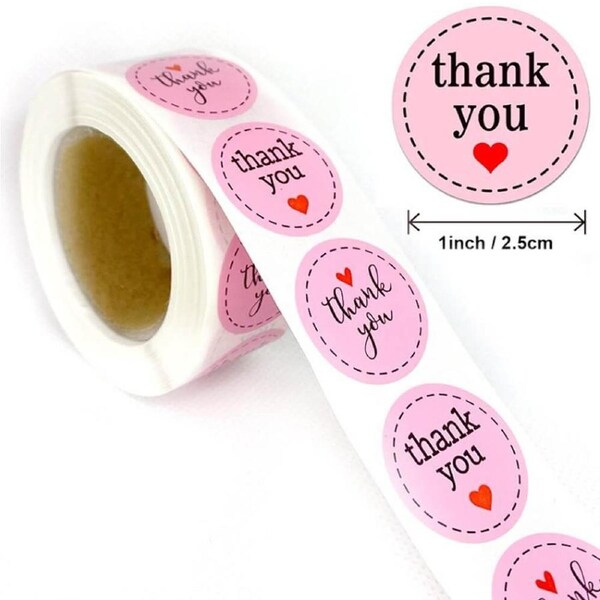 2.5cm Round Purple Thank You Stickers 50pk