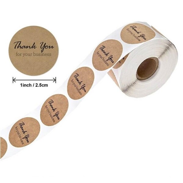 Kraft Paper Thank You For Your Business Stickers 50pk