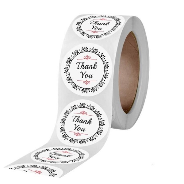 2.5cm Round White Thank You Stickers 50pk