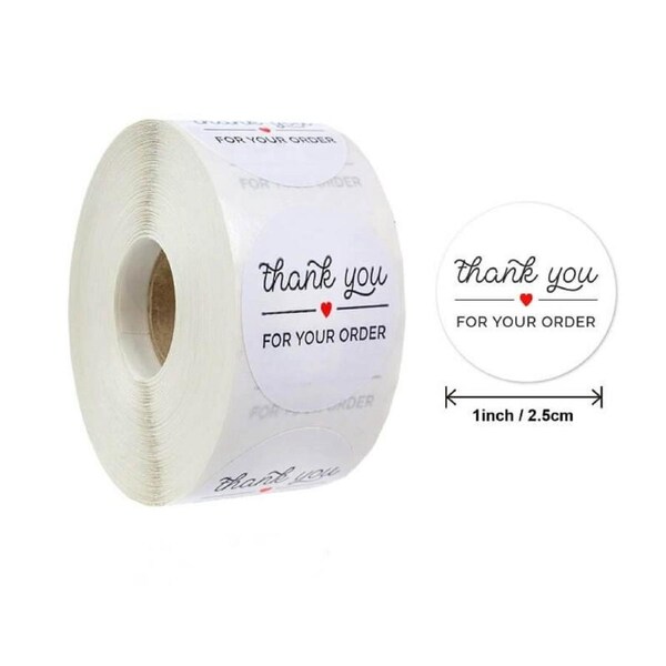 2.5cm Round 'Thank You For Your Order!' Business Stickers 50pk