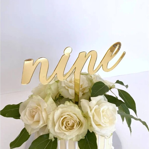 Acrylic Gold 'nine' Birthday Cake Topper