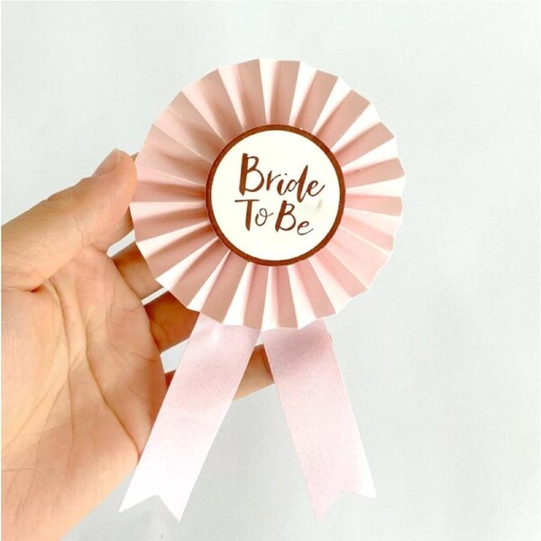 Baby Pink 'Bride To Be' Ribbon Rosette Badge