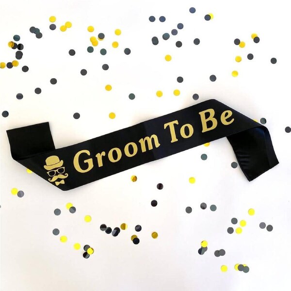 Black Groom to Be Bachelor Party Fabric Sash