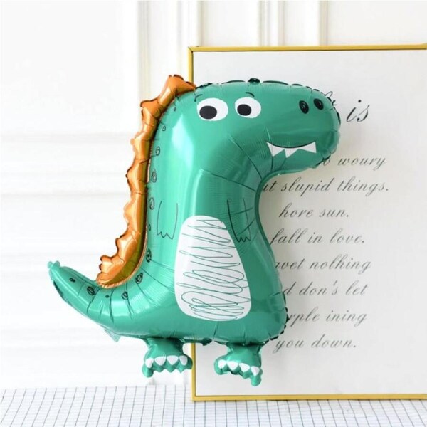 Cute Blue Dinosaur Cartoon Foil Balloon
