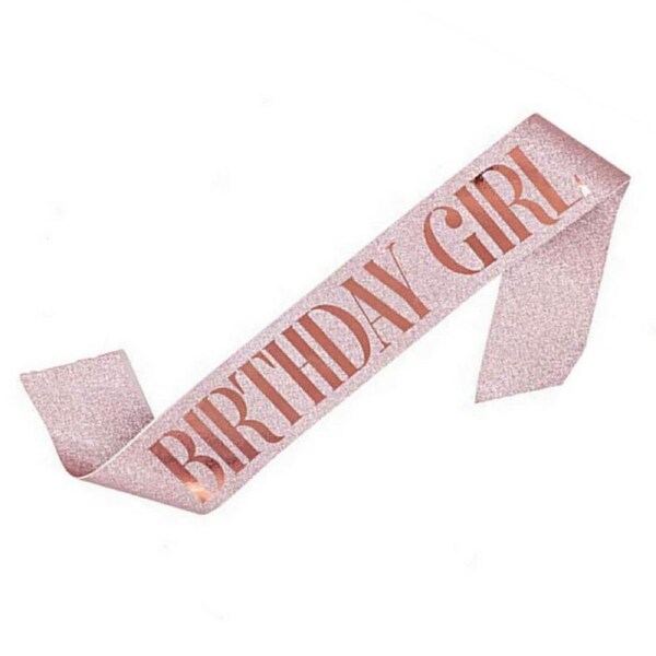 Deluxe Glitter BIRTHDAY GIRL Rose Gold Sash - Rose Gold Foil Print