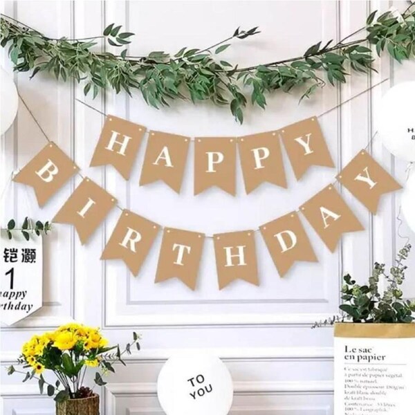 Kraft Happy Birthday Paper Bunting Banner