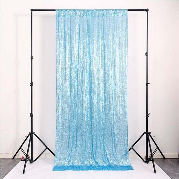 Sky Blue Shimmer Sequin Wall Backdrop Curtain