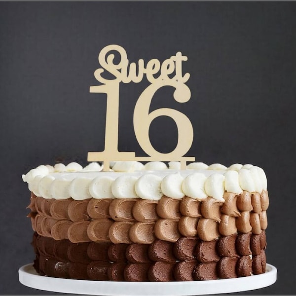 Wooden 'Sweet 16' Birthday Cake Topper
