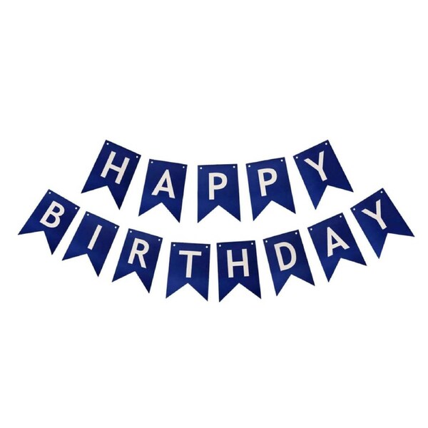 Navy Blue Happy Birthday Paper Banner Bunting