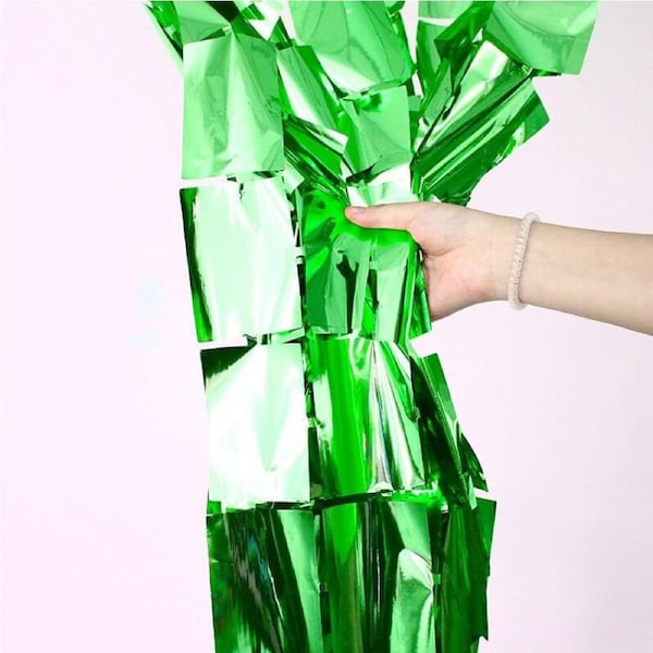 Square Foil Fringe Curtain - Green