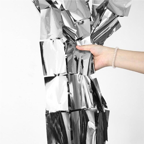 Square Foil Fringe Curtain - Silver