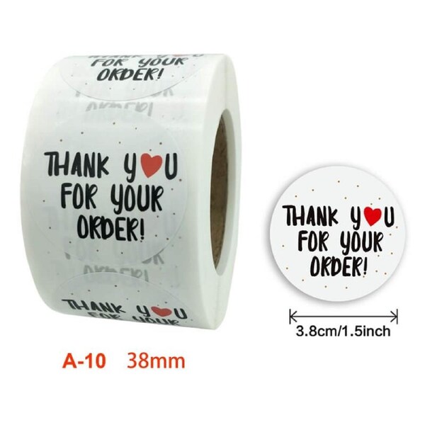 3.8cm 'Thank You For Your Order!' Business Stickers 50pk