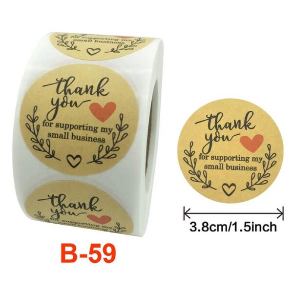 3.8cm Gold Thank You For Supporting My Small Business Stickers 50pk