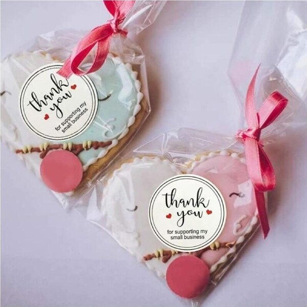 3.8cm Thank You For Supporting My Business Stickers 50pk