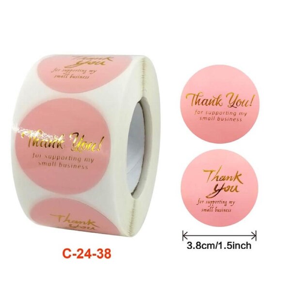 3.8cm Rose Gold Thank You For Supporting My Small Business Stickers 50pk