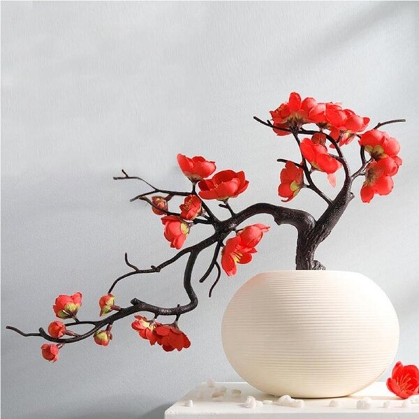 Artificial Cherry Blossom Flower Branch - Red