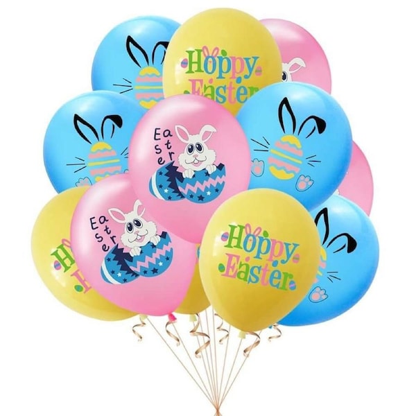 12-inch Assorted 'Hoppy Easter' Latex Balloons 10pk