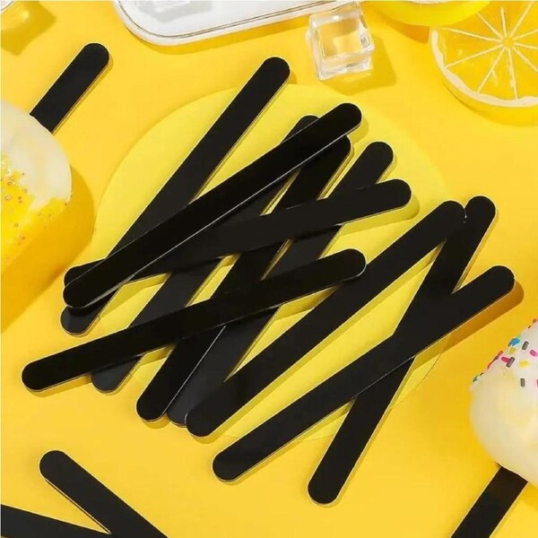 Acrylic Black Cakesicle Sticks 10pk