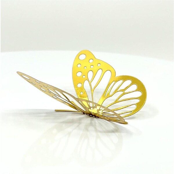 3D Removable Paper Butterfly Wall Stickers 12pk - Metallic Gold