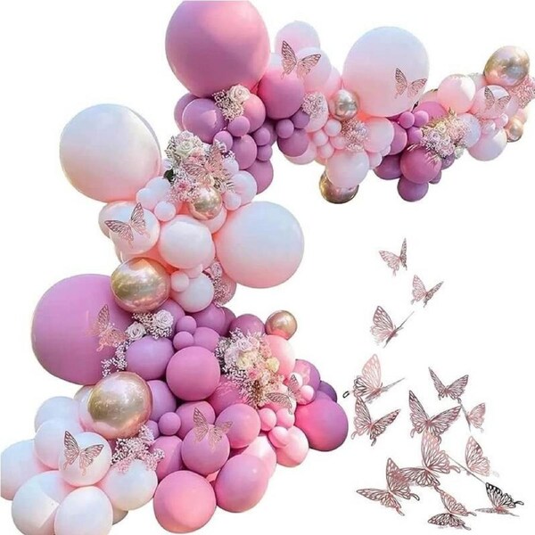 Balloon Garland DIY Kit 124pcs - Chrome Rose Gold & Pink