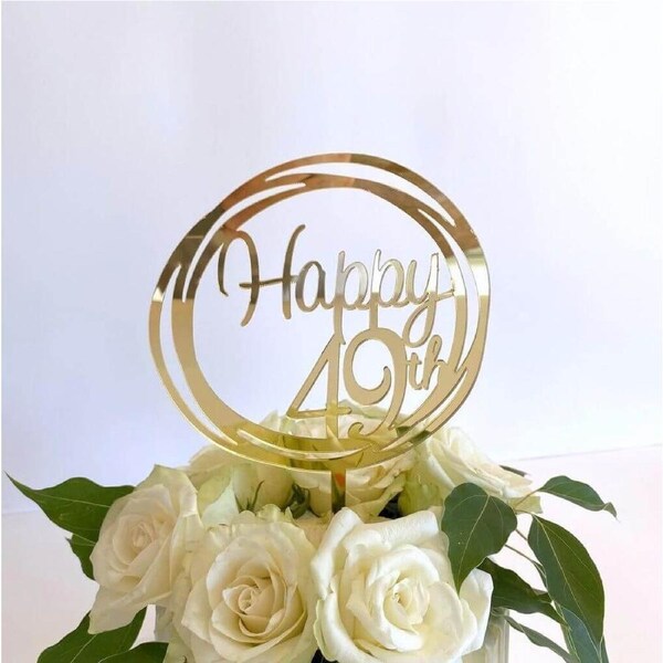 Acrylic Gold 'Happy 49th' Birthday Cake Topper