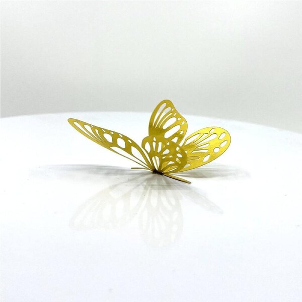 3D Paper Butterfly Wall Stickers 12pk - Metallic Gold