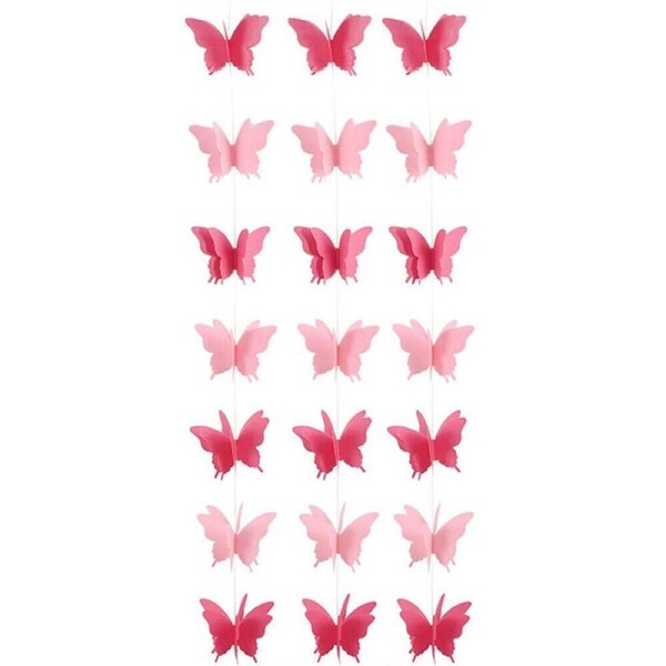 3D Pink Butterfly Paper Garland