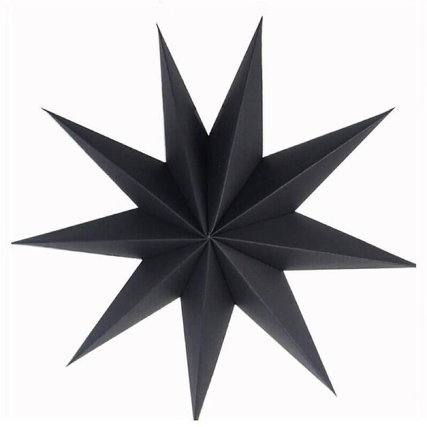 3D 30cm Nine-pointed Paper Star Lantern - Black