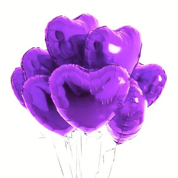 18-inch Purple Heart Foil Balloon Bouquet 10pk