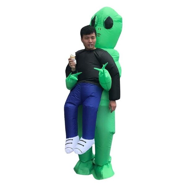 Giant Inflatable Green Alien Pick Me Up Blow Up Adult Costume Suit