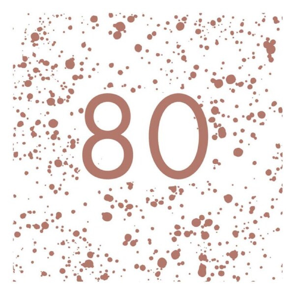 Rose Gold 80 Birthday Lunch Napkins 16pk