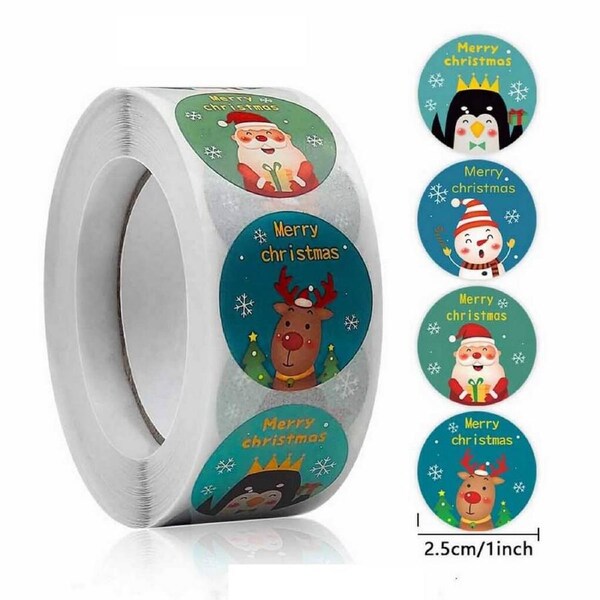 Cute Paper Merry Christmas Sticker for Kids 50pk - 4 Designs