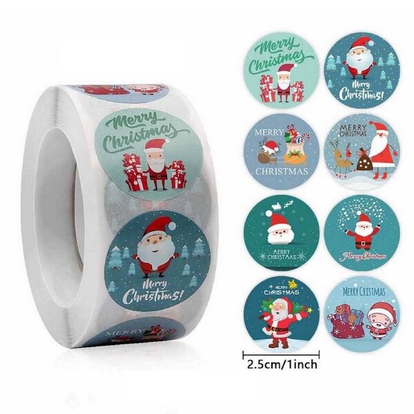 Cute Paper Merry Christmas Sticker for Kids 50pk- 8 Designs