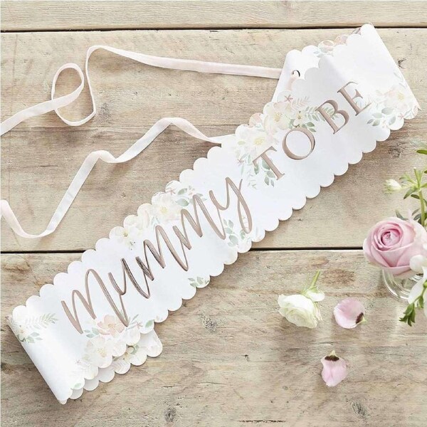 Baby In Bloom Mummy To Be Paper Sash