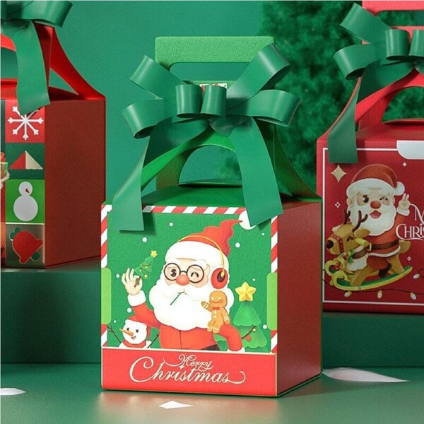 Green Santa Wearing Glasses Christmas Treat Boxes 5pk