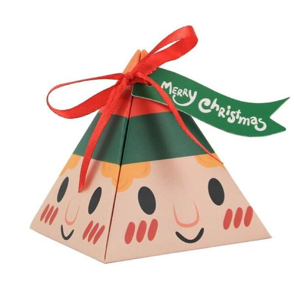 Cute Smiling ElfPyramid Candy Gift Boxes 5pk