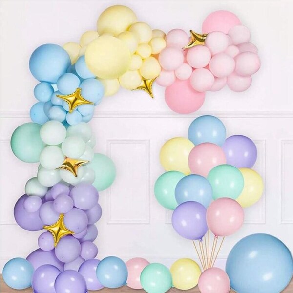 Balloon Garland DIY Kit 195pk - Pastel Rainbow & Gold Stars